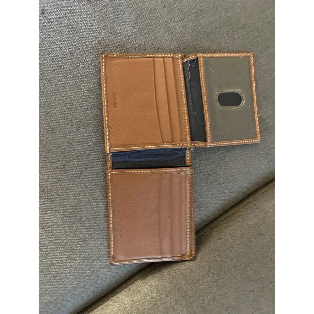 tommy hilfiger wallet mens Brown faux leather bifold